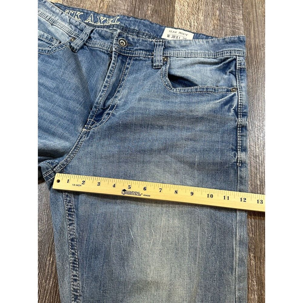 TK Axel Men's Slim Boot Cut Jeans Light Wash Blue Denim Stretch Pockets 38 X 29* - Picture 14 of 16